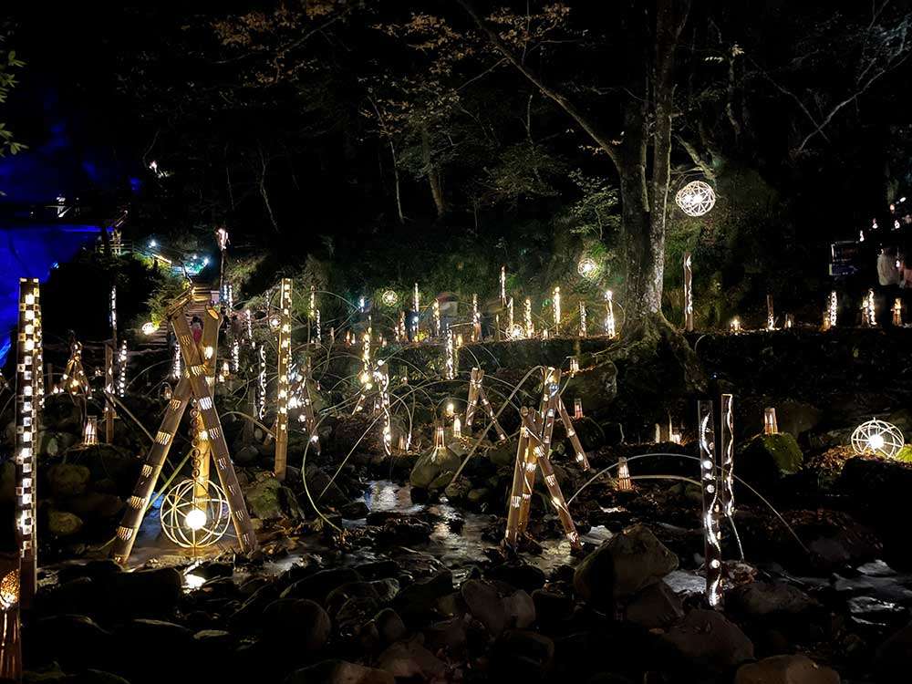 Bamboo Lanterns at Akame 48 Waterfalls