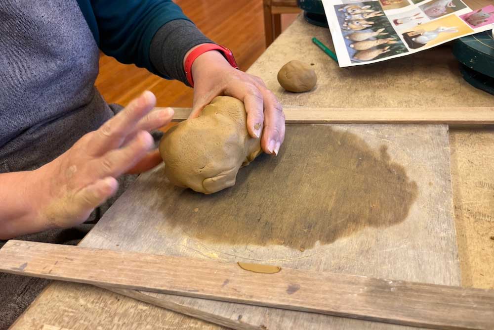 Making a rabbit with clay