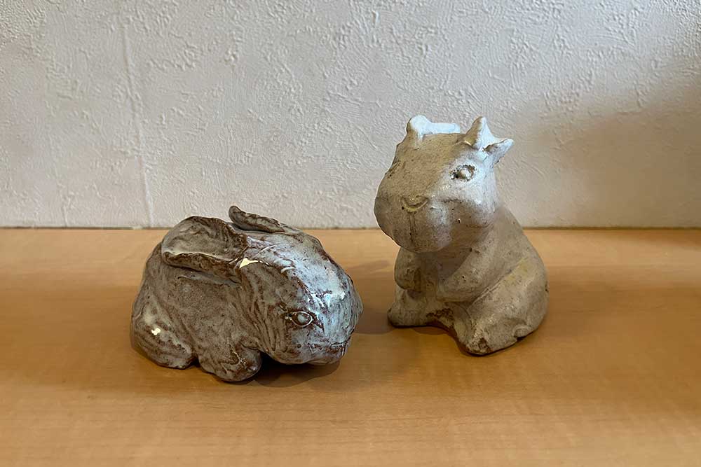 Finished rabbit figurines