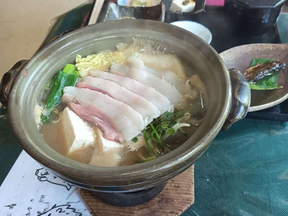 Wild boar hotpot at Tenkoen